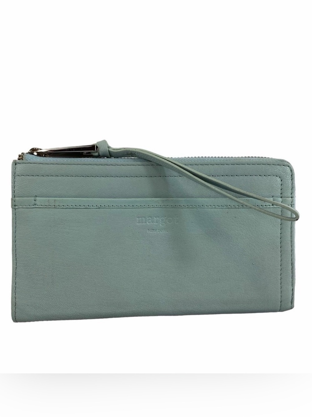 Margot Gabbyโ Lt. Blue 100% Leather Wristlet Wallet